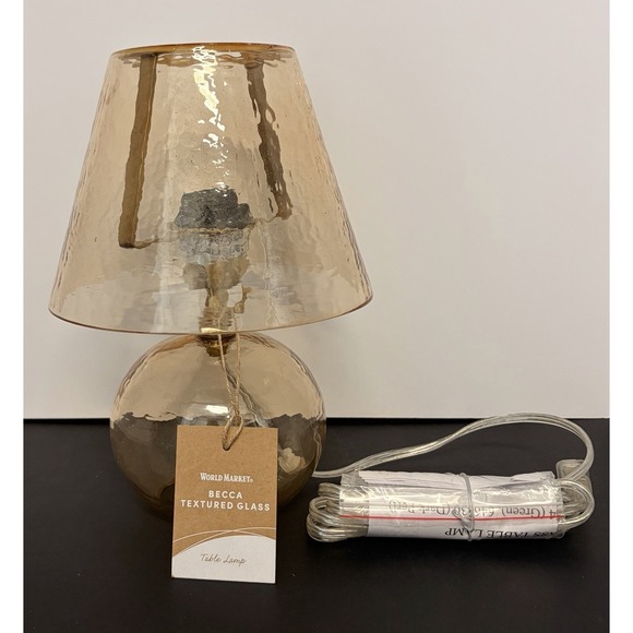 BECCA Other - Becca Amber Textured Glass 12" Table Lamp - Brass Hardware, World Market READ!